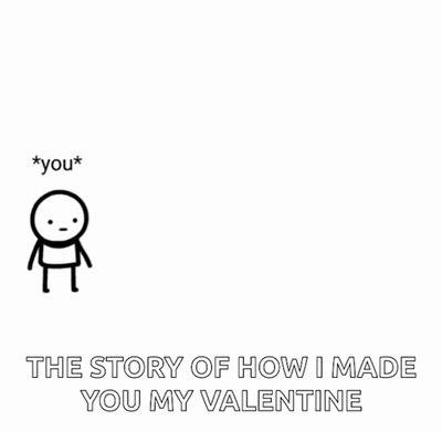 A Cartoon Of Two Stick Figures Standing Next To A Cardboard Box . GIF