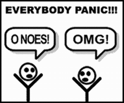 A Cartoon Of Two Stick Figures With Speech Bubbles That Say Omg And O Noes GIF