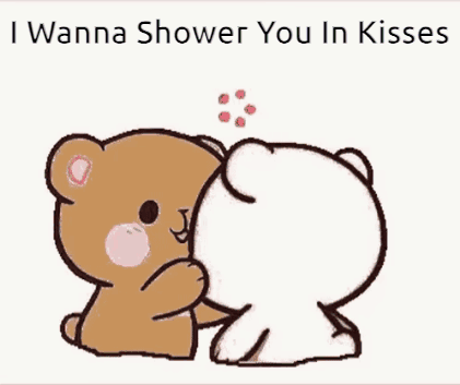 A Cartoon Of Two Teddy Bears Hugging Each Other With Hearts Surrounding Them . GIF