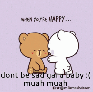 A Cartoon Of Two Teddy Bears Hugging Each Other With The Caption " When You 'Re Happy " GIF