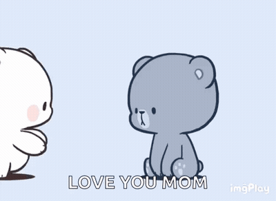 A Cartoon Of Two Teddy Bears Hugging Each Other With The Words `` Love You Mom '' . GIF