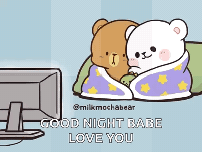 A Cartoon Of Two Teddy Bears Laying Next To Each Other With The Words Good Night Babe Love You GIF