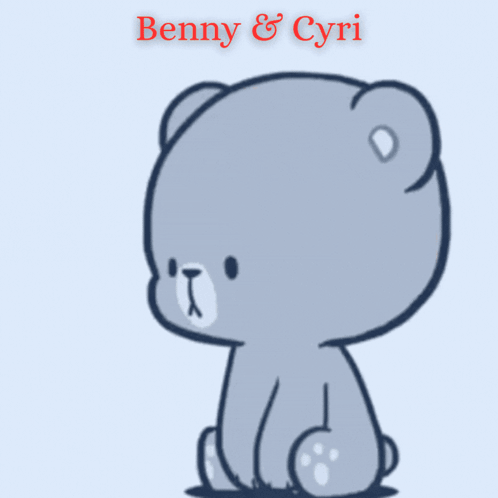 A Cartoon Of Two Teddy Bears With The Name Benny And Cypri GIF
