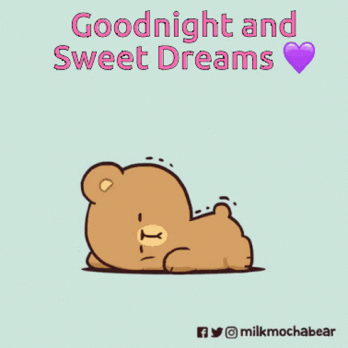 A Cartoon Of Two Teddy Bears With The Words " Goodnight And Sweet Dreams " GIF
