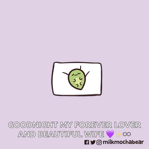 A Cartoon Of Two Teddy Bears With The Words Goodnight My Forever Lover And Beautiful Wife Below Them GIF