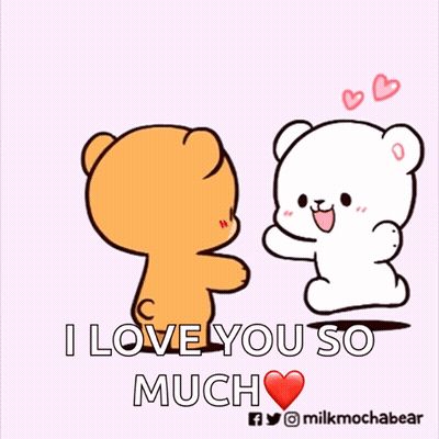 A Cartoon Of Two Teddy Bears With The Words I Love You So Much On The Bottom GIF