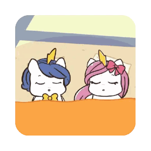 A Cartoon Of Two Unicorns With The Words Bedtime Written Above Them Sticker