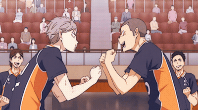 A Cartoon Of Two Volleyball Players With The Number 3 On Their Uniforms GIF