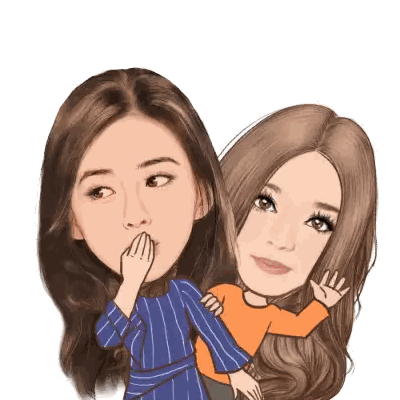 A Cartoon Of Two Women Covering Their Mouths Sticker