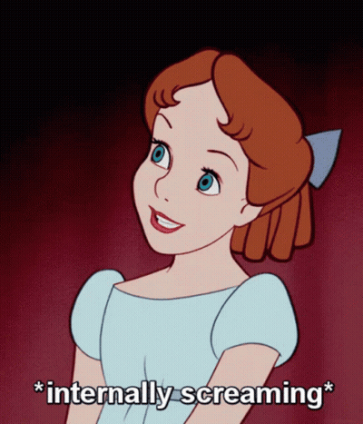 A Cartoon Of Wendy From Peter Pan With The Words Internally Screaming Below Her GIF