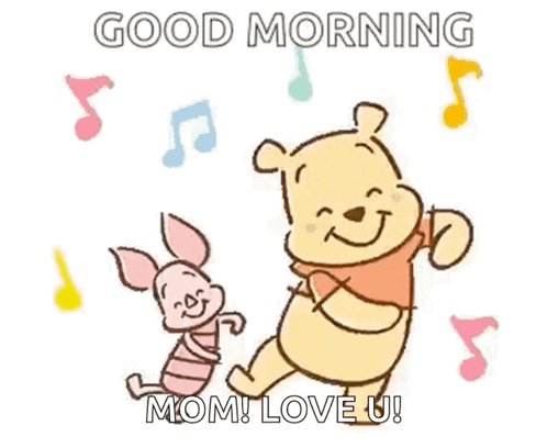 A Cartoon Of Winnie The Pooh And Piglet Dancing With Music Notes . GIF