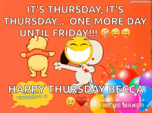 A Cartoon Of Winnie The Pooh And Snoopy Says It 'S Thursday It 'S Thursday GIF