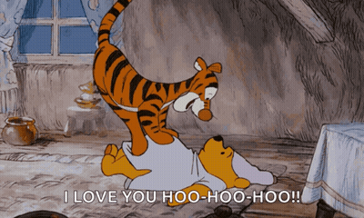 A Cartoon Of Winnie The Pooh And Tigger With The Words I Love You Hoo-Hoo-Hoo GIF