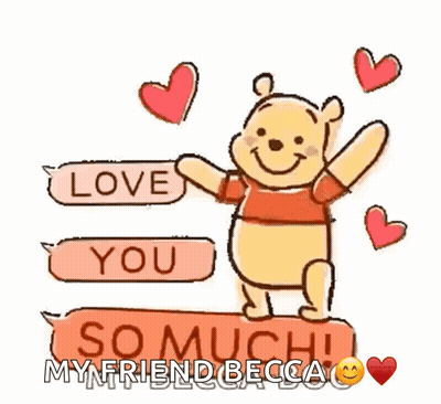 a cartoon of winnie the pooh holding a sign that says love you so much