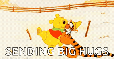 A Cartoon Of Winnie The Pooh Hugging Tigger With The Words Sending Big Hugs Below Them GIF