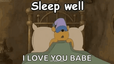 A Cartoon Of Winnie The Pooh Sleeping In A Bed With A Hat On . GIF