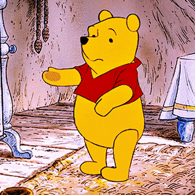 A Cartoon Of Winnie The Pooh Standing On A Rug In A Room GIF