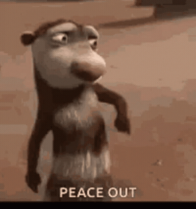 A Cartoon Opossum Is Standing On A Dirt Road And Saying Peace Out . GIF