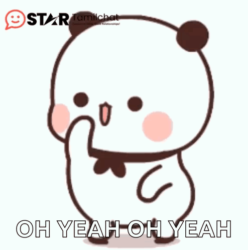 A Cartoon Panda Bear Is Covering His Mouth With His Finger And Saying Oh Yeah Oh Yeah GIF