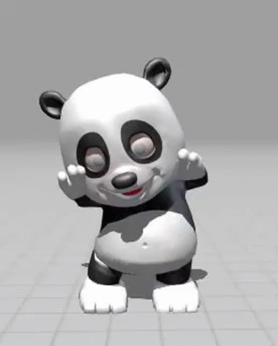 A Cartoon Panda Bear Is Dancing On A Grid Background . GIF