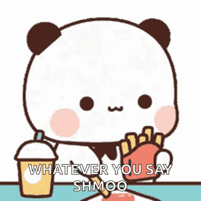 A Cartoon Panda Bear Is Eating French Fries And Drinking A Cup Of Milk . GIF