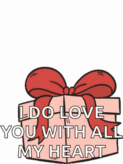 A Cartoon Panda Bear Is Holding A Gift Box And Says I Do Love You With All My Heart GIF