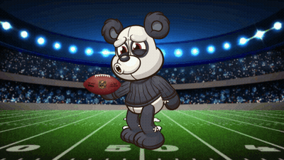 A Cartoon Panda Bear Is Holding A Nfl Football GIF