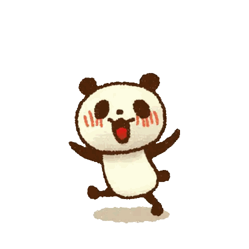 A Cartoon Panda Bear Is Jumping In The Air With His Arms Outstretched Sticker
