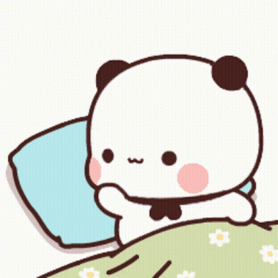 A Cartoon Panda Bear Is Laying On A Bed With Chinese Writing Behind Him GIF