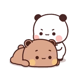 A Cartoon Panda Bear Is Laying On Top Of A Brown Bear . Sticker