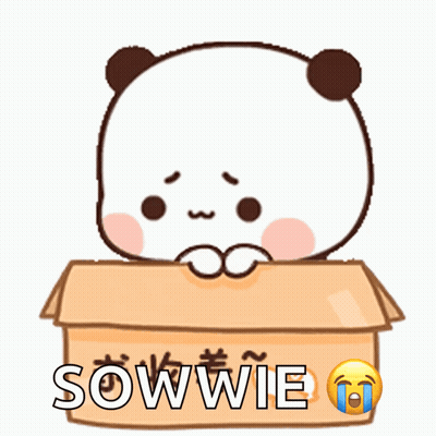 a cartoon panda bear is sitting in a cardboard box with the word sowie written on it