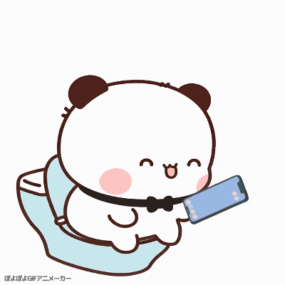 A Cartoon Panda Bear Is Sitting On A Toilet Holding A Phone GIF