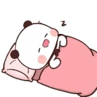 A Cartoon Panda Bear Is Sleeping On A Pink Pillow . Sticker