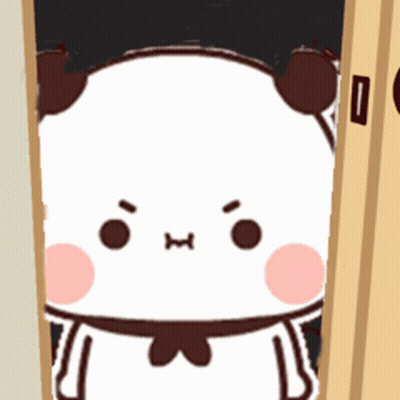 A Cartoon Panda Bear Is Standing In A Doorway With An Angry Face GIF