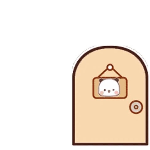 A Cartoon Panda Bear Is Standing In Front Of A Door With A Star On It . Sticker