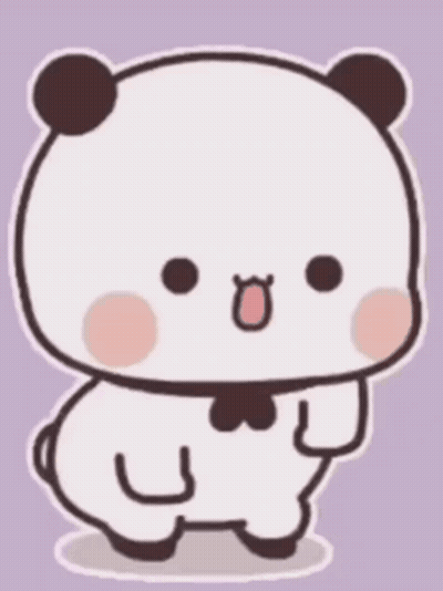 A Cartoon Panda Bear Is Standing On A Brown Background And Making A Funny Face . GIF