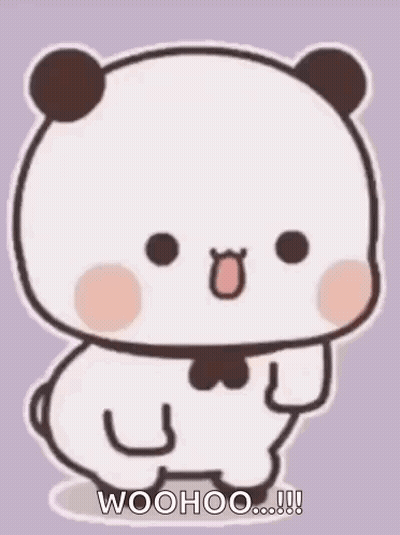 A Cartoon Panda Bear Is Standing On Its Hind Legs With A Bow Tie Around Its Neck . GIF