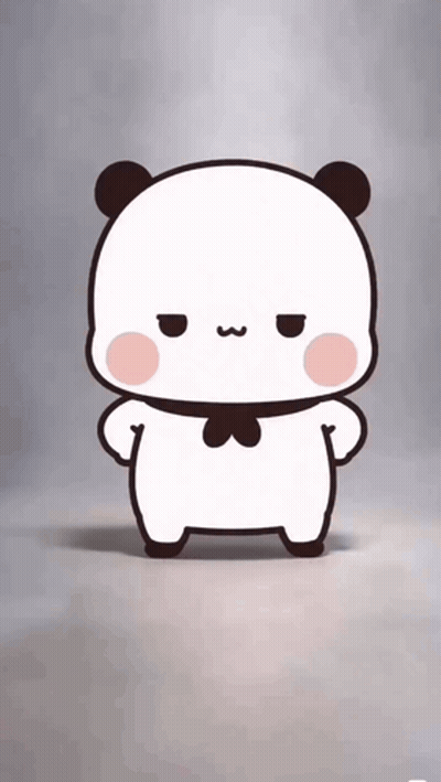 A Cartoon Panda Bear Is Standing With His Hands On His Hips . GIF