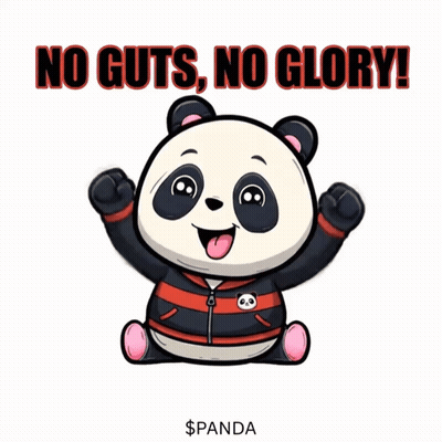 A Cartoon Panda Bear Says " No Guts No Glory ! " GIF