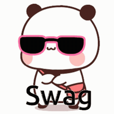 A Cartoon Panda Bear Wearing Sunglasses And The Word Swag On The Bottom GIF