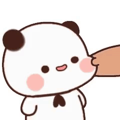 A Cartoon Panda Bear With A Heart On Its Chest Is Being Kissed By A Person . GIF