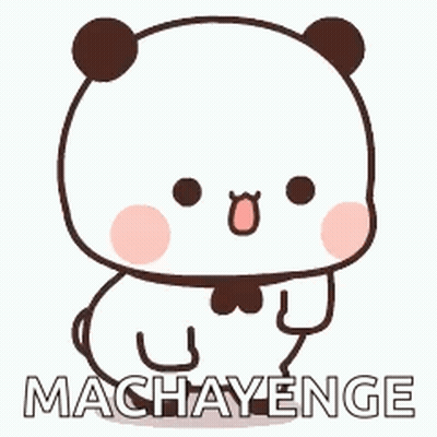 A Cartoon Panda Bear With A Heart On Its Chest Is Sitting Down And Says Machayenge . GIF