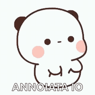 A Cartoon Panda Bear With The Words Annoiata Io Written On It 'S Chest . GIF