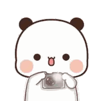 A Cartoon Panda Is Holding A Camera And Taking A Picture Of A Bear . Sticker