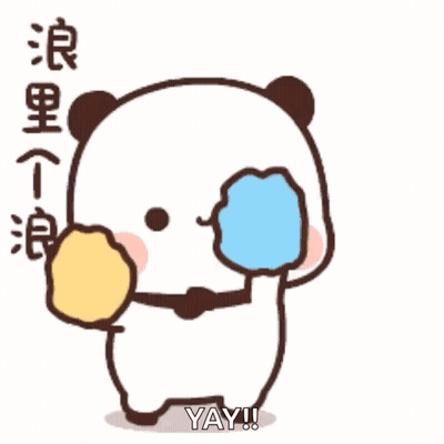 A Cartoon Panda Is Holding A Piece Of Cotton Candy And Saying Yay ! GIF