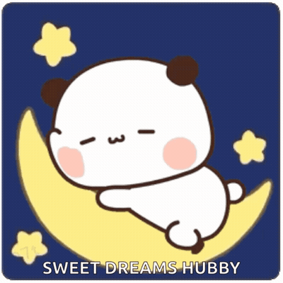 A Cartoon Panda Is Sleeping On A Crescent Moon GIF
