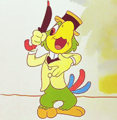 A Cartoon Parrot Is Singing Into A Microphone And Wearing A Top Hat GIF