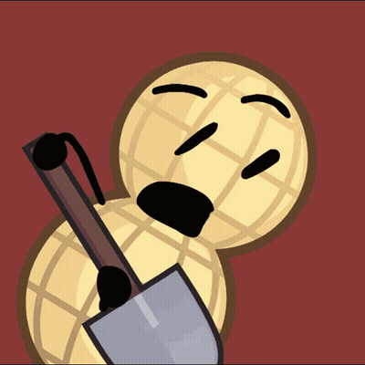 A Cartoon Peanut Is Holding A Shovel With A Face On It GIF