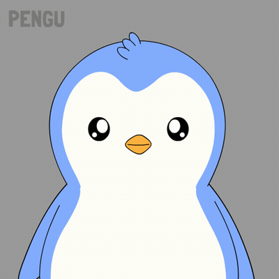 A Cartoon Penguin Giving A Thumbs Up With The Word Pengu Behind It GIF