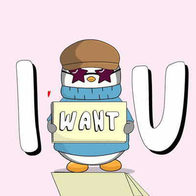A Cartoon Penguin Holding A Sign That Says Need GIF